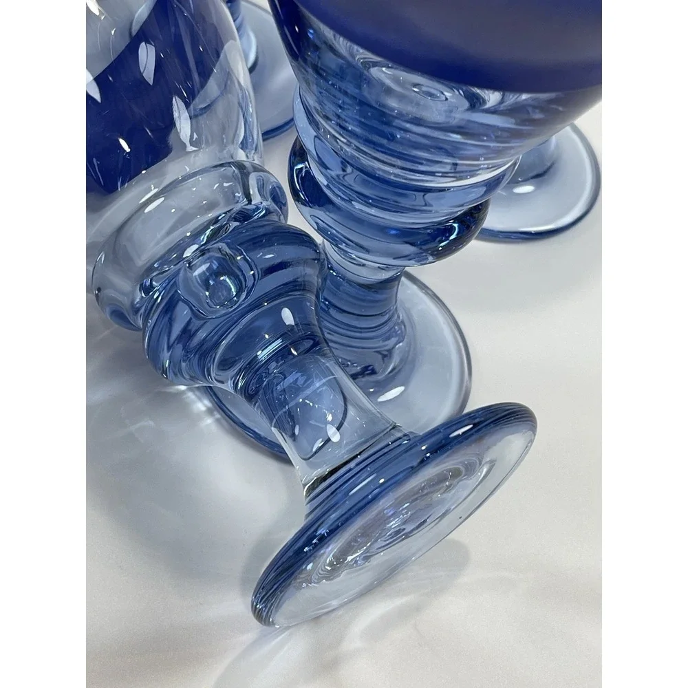 Vintage‎ Libbey Nova Blue Water Goblets  Set Of 5   7.5" Tall ~Discontinued~ - Picture 7 of 11